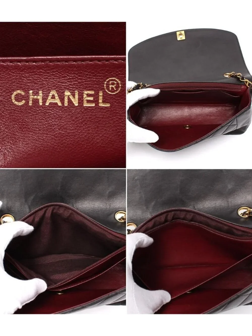 Chanel Chain Shoulder Bag Quilted Gold Lambskin Single Crossbody Diana 25